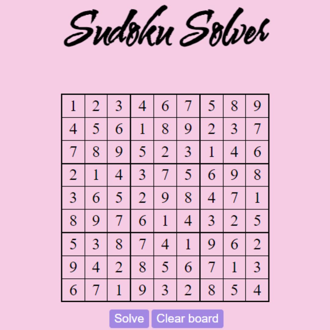 Sudoku Solver with HTML, CSS, and JavaScript